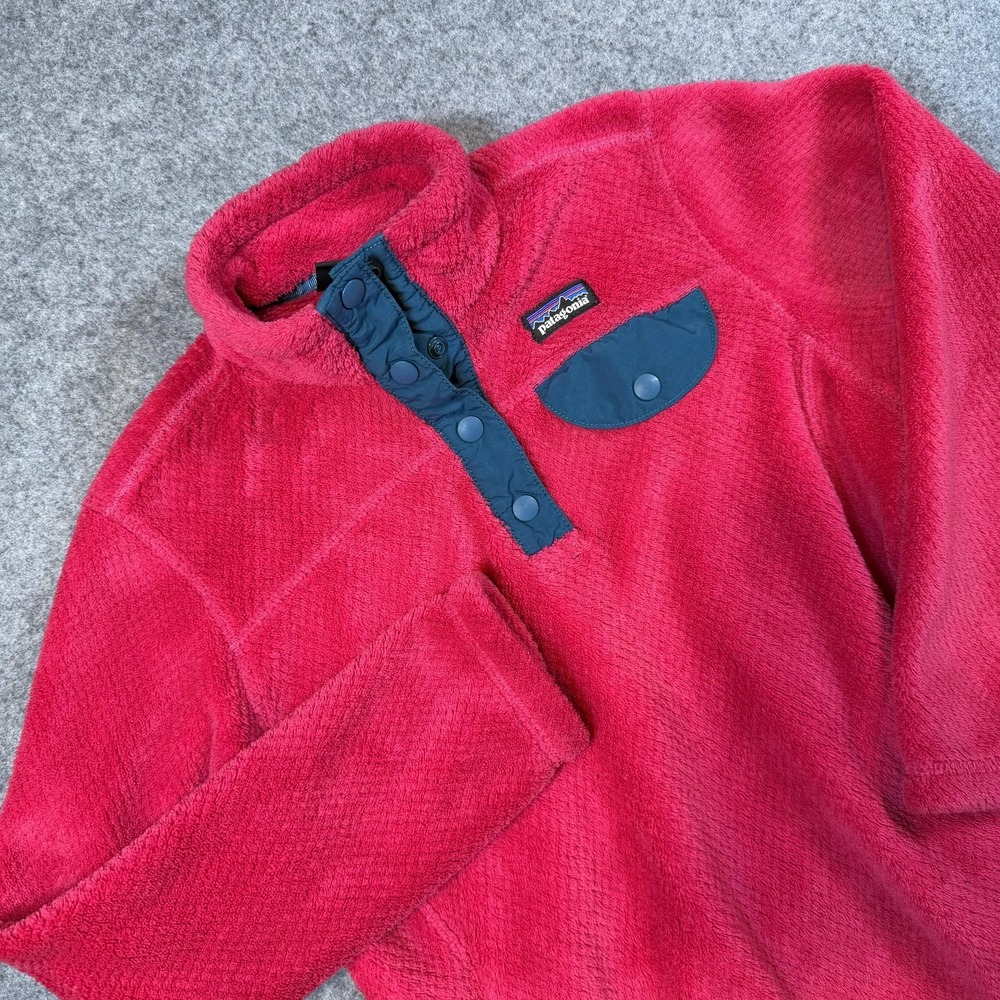 Patagonia Jacket Kids Medium Red Polartec Thermal Pro Fleece Snap STY65385FA16